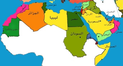 خريطة الوطن العربي مكتوبة